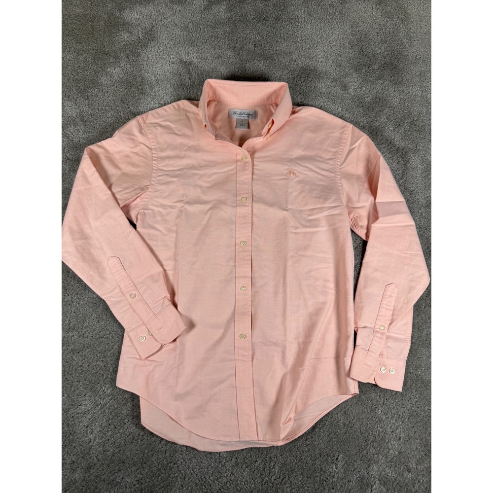 Brooks Brothers Women 8 Peach Supima Cotton Button Down Oxford Shirt Long Sleeve